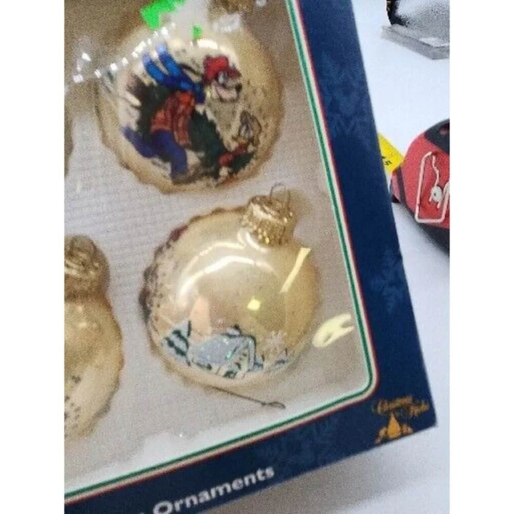 Disney Mickey Unlimited Goofy Donald Duck Christmas Krebs 3 Glass Ornaments USA‎